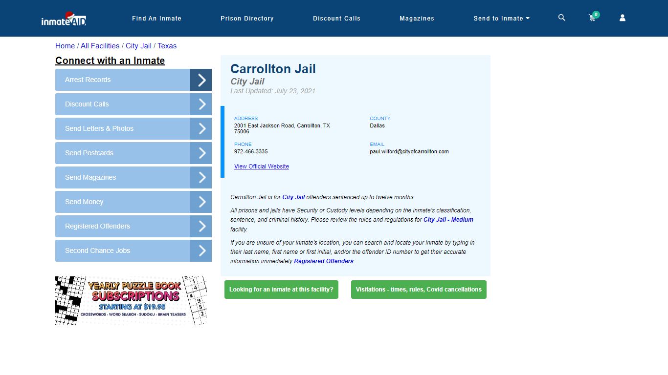 Carrollton Jail | Inmate Locator